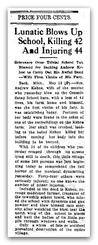 Lunatic Blows Up School - 1927