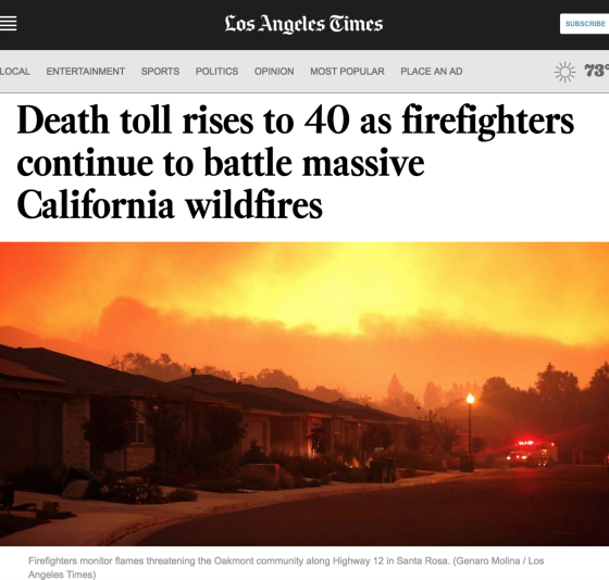 Reality Death Toll Rises to 40 as Firefighters continue to battle massive California Wildfires