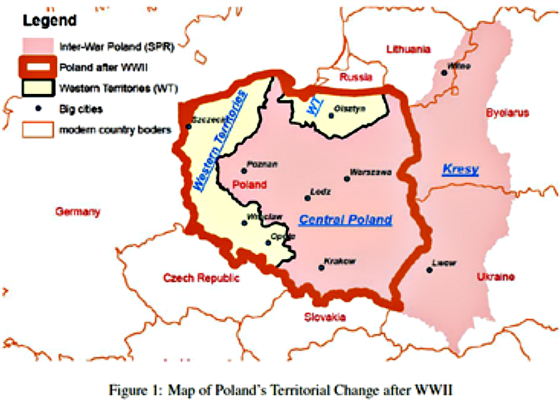 Map of Poland's Territorial Change after WWII Tough