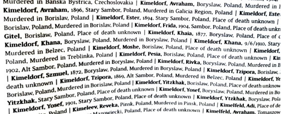 Kimeldorf ancestors killed in the holocaust