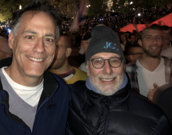 Gary Carmell and David Bernstein in Jerusalem during an Independence Day celebration.