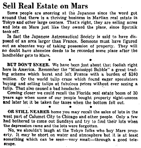Sell Real Estate on Mars