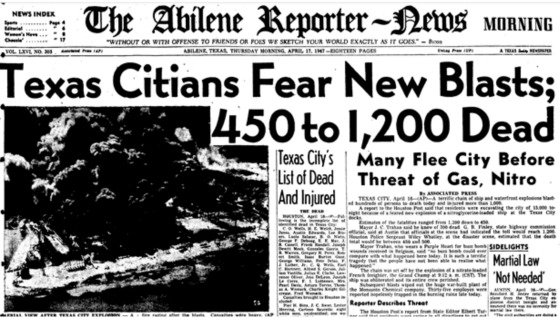 Texas Blast 450 to 1200 dead April 19, 1947