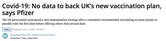 COVID 19: No data to back UK's new vaccination plan, says Pfizer