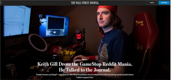 Keith Gill GameStop Reddit Mania WSJ