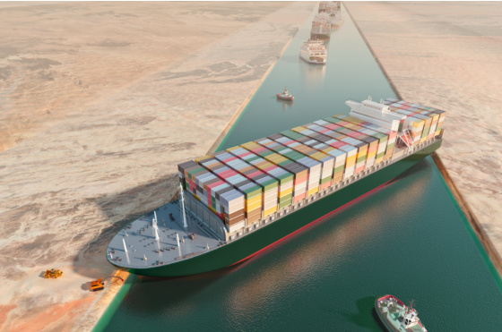 stuck ships in Suez Canal March 2021
