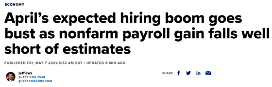April's expected hiring boom goes bust as nonfarm payroll gain falls well short of estimates