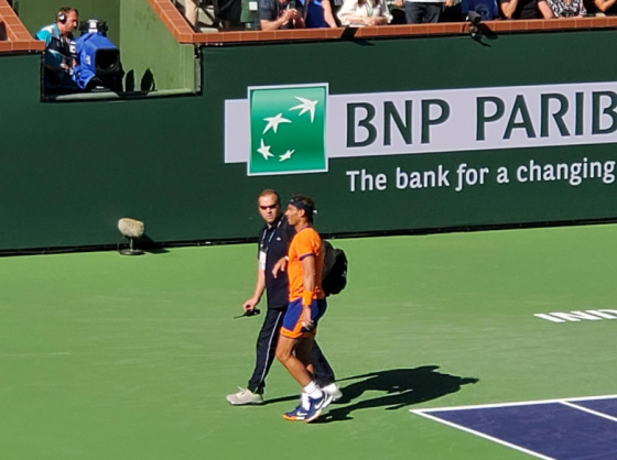injured Rafael Nadal March 2022 BNP Paribas tennis tournament at Indian Wells