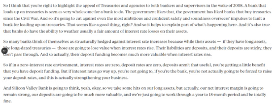 So I think that you're right to highlight the appeal of Treasuries and agencies