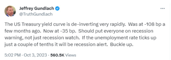 Jeffrey Gundlach @TruthGundlach October 3, 2023