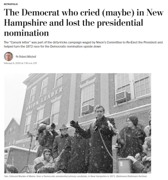 The Democrat who cried (maybe) in New Hampshire and lost the presidential nomination