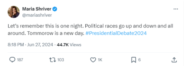 Maria Shriver Let's remember this is one night June 27, 2024