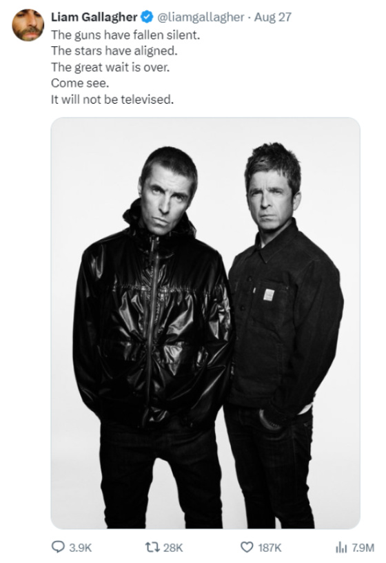 Liam Gallagher August 27 Oasis