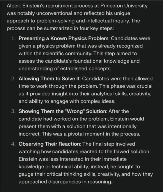 Albert Einstein's recruitment process at Princeton University