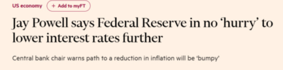 Jay Powell says Federal Reserve in no 'hurry' to lower interest rates further