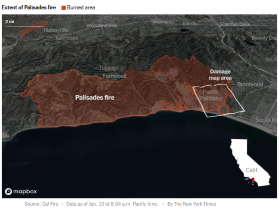 Extent of Palisades fire Burned Area January 10, 2025 8_04 AM