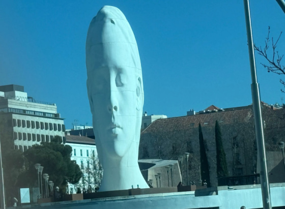 famous statue at Plaza Colon Madrid