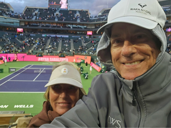 Heather and Gary Carmell watching Carlos Alcaraz play BNP Paribas Open March 13, 2025
