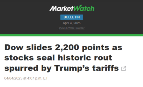 Dow slides 2,200 points as stocks seal historic rout spurred by Trump's tariffs
