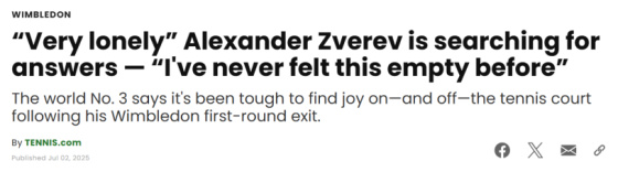 Wimbledon Very lonely Alexander Zverev searching for answers