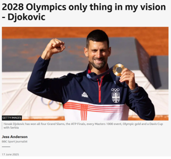 2028 Olympics only thing in my vision - Djokovic